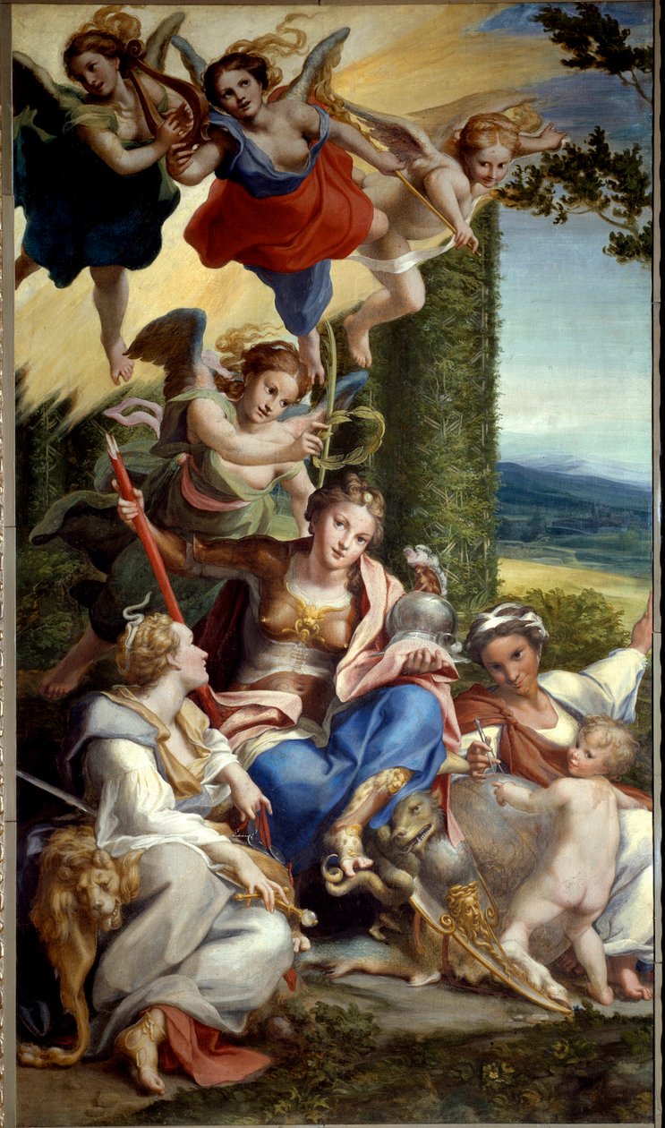 Alegoria cnoty. Obraz Antonio Allegri znany jako Il Correggio (lub Le Correge 1489-1534) XVI wiek. Rozmiar 0,88x1,48m. autorstwa (c.1489 1534) Correggio