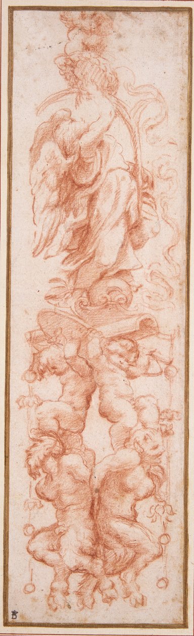 Dekoracja groteskowa na żebro sklepienia (czerwona kreda na białym papierze) autorstwa (c.1489 1534) Correggio