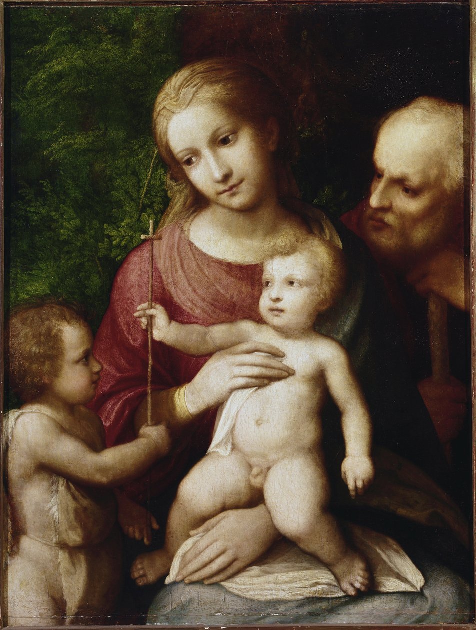 Święta rodzina ze św. Janem Chrzcicielem w dzieciństwie (olej na desce z topoli) autorstwa (c.1489 1534) Correggio