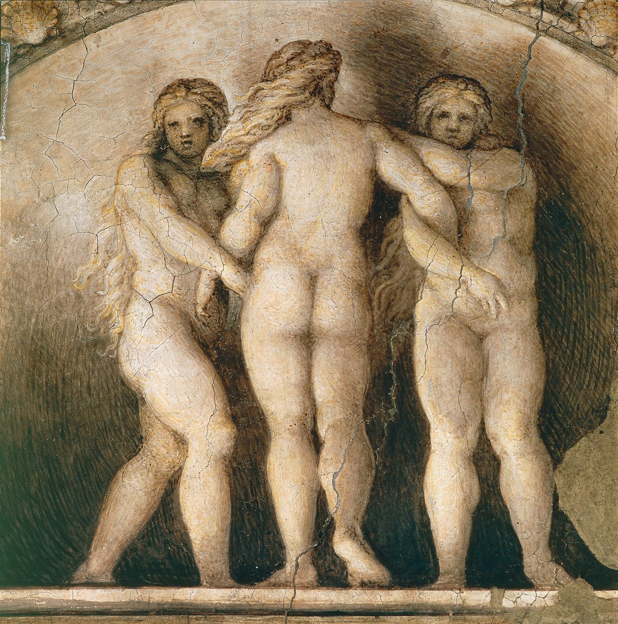 Luneta Trzech Losów, detal dekoracji z Komnaty św. Pawła lub Komnaty opatki autorstwa (c.1489 1534) Correggio