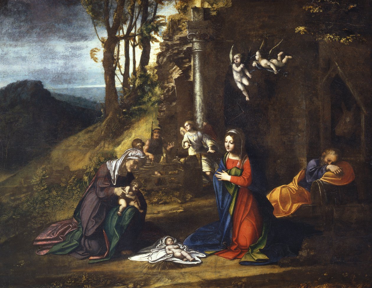Narodzenia Jezusa ze św. Elżbietą i młodym św. Janem Chrzcicielem autorstwa (c.1489 1534) Correggio