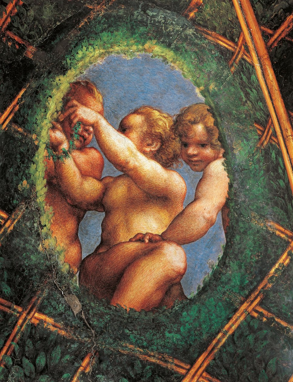 Jaja z cherubinami, detal dekoracji z Komnaty Św. Pawła lub Komnaty Ksieni autorstwa (c.1489 1534) Correggio