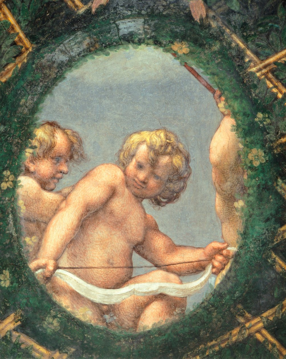 Jajnik z cherubinami, fresk Antonio Allegri Da Correggio (1489-1534) Pokój opaty, klasztor San Paolo, Parma, Włochy autorstwa (c.1489 1534) Correggio