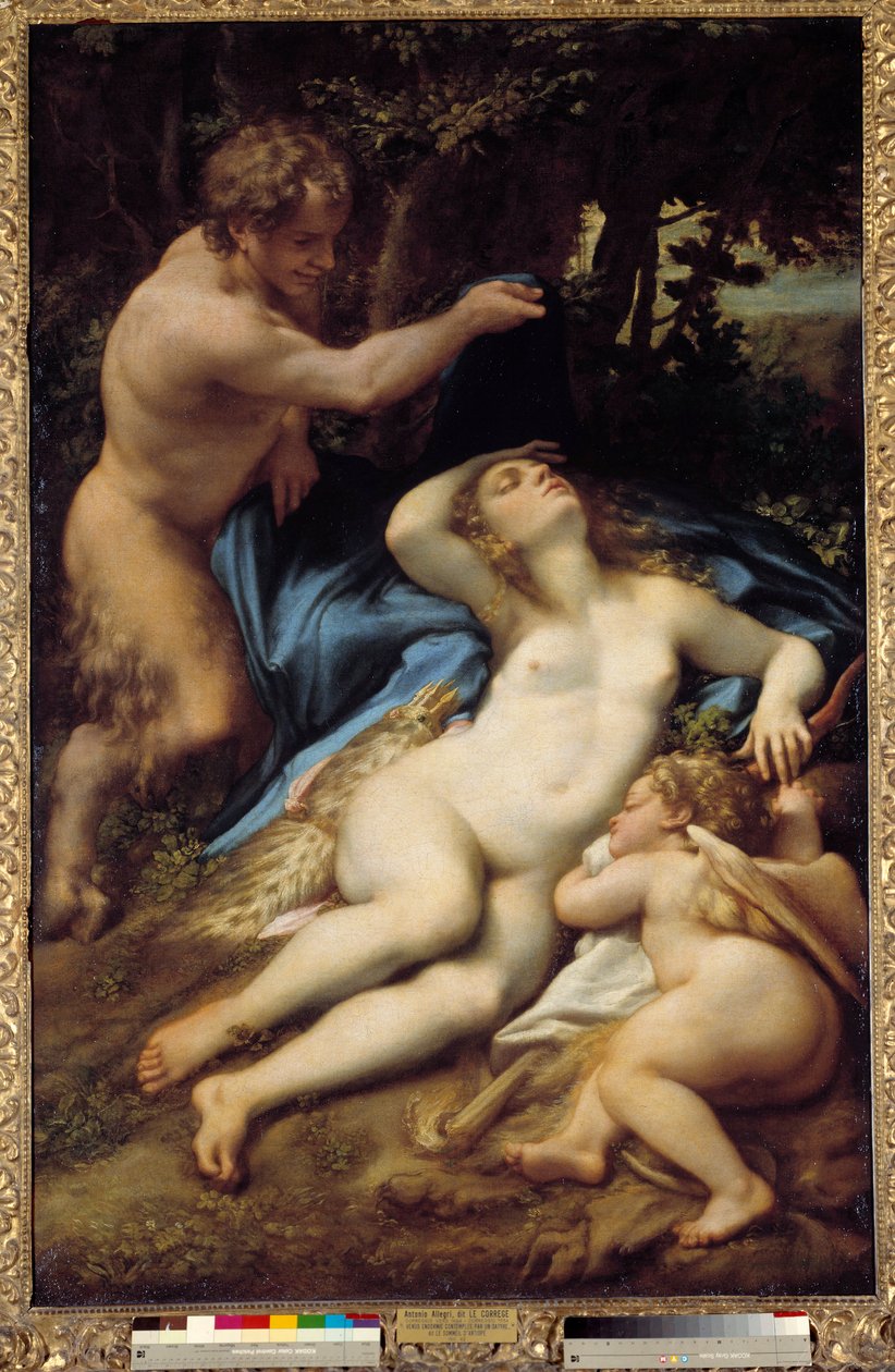 Obraz Wenus, Satyra i Kupidyna autorstwa Antonio Allegri (dit Correggio ou Le Correge 1489-1534) 1525 nd. 1,88x1,25 m² autorstwa (c.1489 1534) Correggio