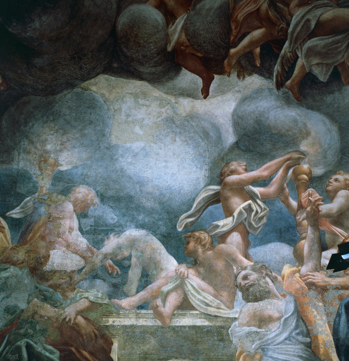Młodzi na balkonie, fragment fresków kopuły katedry w Parmie, autorstwa Antonio Allegri Da Correggio (1489-1534) autorstwa (c.1489 1534) Correggio