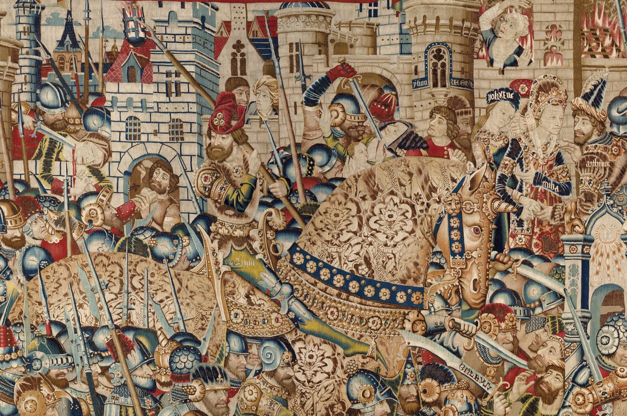 Wojna trojańska: zniszczenie Troi, ok. 1470 r. (gobelin) autorstwa (fl.1450 75) Master of Coetivy