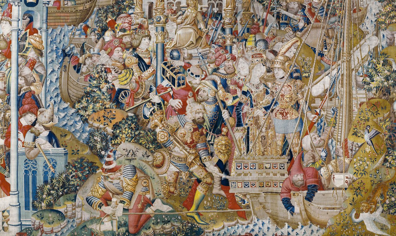 Wojna trojańska: Porwanie Heleny, ok. 1470 r. (gobelin) autorstwa (fl.1450 75) Master of Coetivy