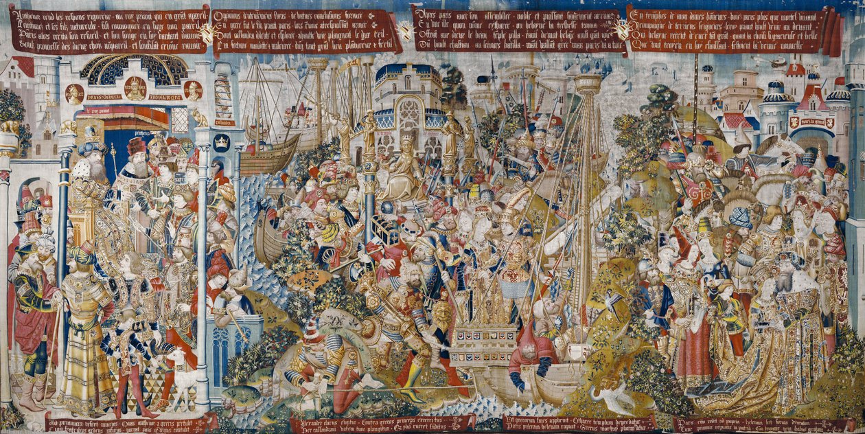Wojna trojańska: Porwanie Heleny, ok. 1470 r. (gobelin) autorstwa (fl.1450 75) Master of Coetivy
