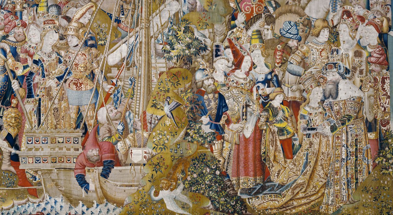 Wojna trojańska: Porwanie Heleny, ok. 1470 r. (gobelin) autorstwa (fl.1450 75) Master of Coetivy