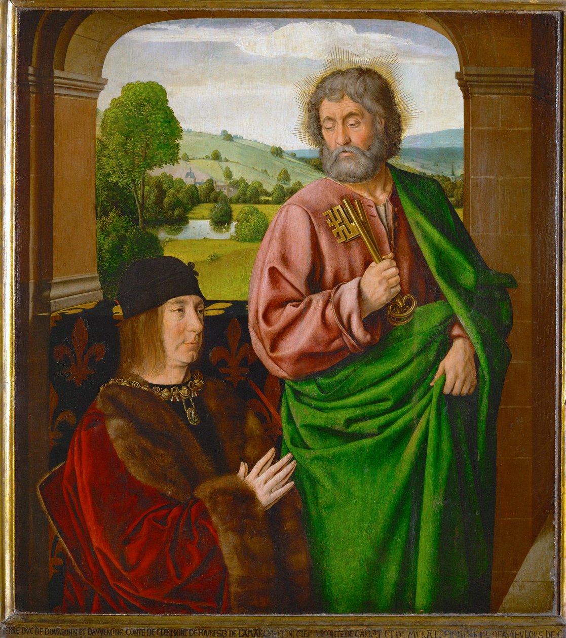 Pierre II, ojciec de Beaujeu, książę Burbonów, podarowany przez św. autorstwa (fl.c.1483 c.1529) Master of Moulins
