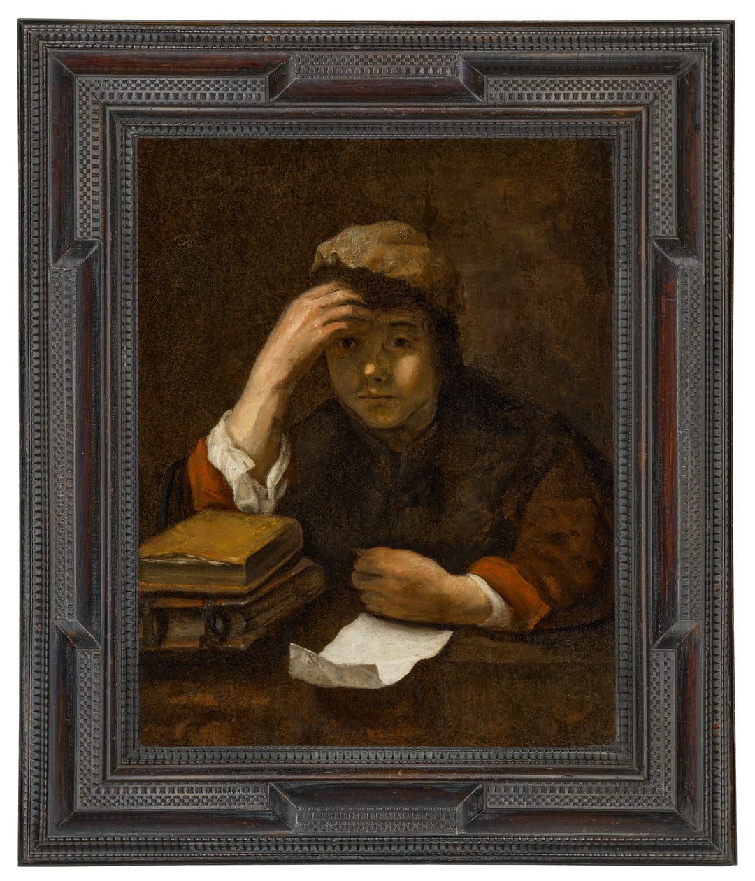 Czytający chłopiec (olej na płótnie) autorstwa (studio of) Rembrandt Harmensz. van Rijn