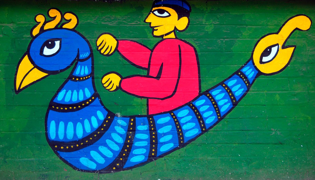 Mural przedstawiający postacie z ludowych opowieści Bangladeszu autorstwa Unknown