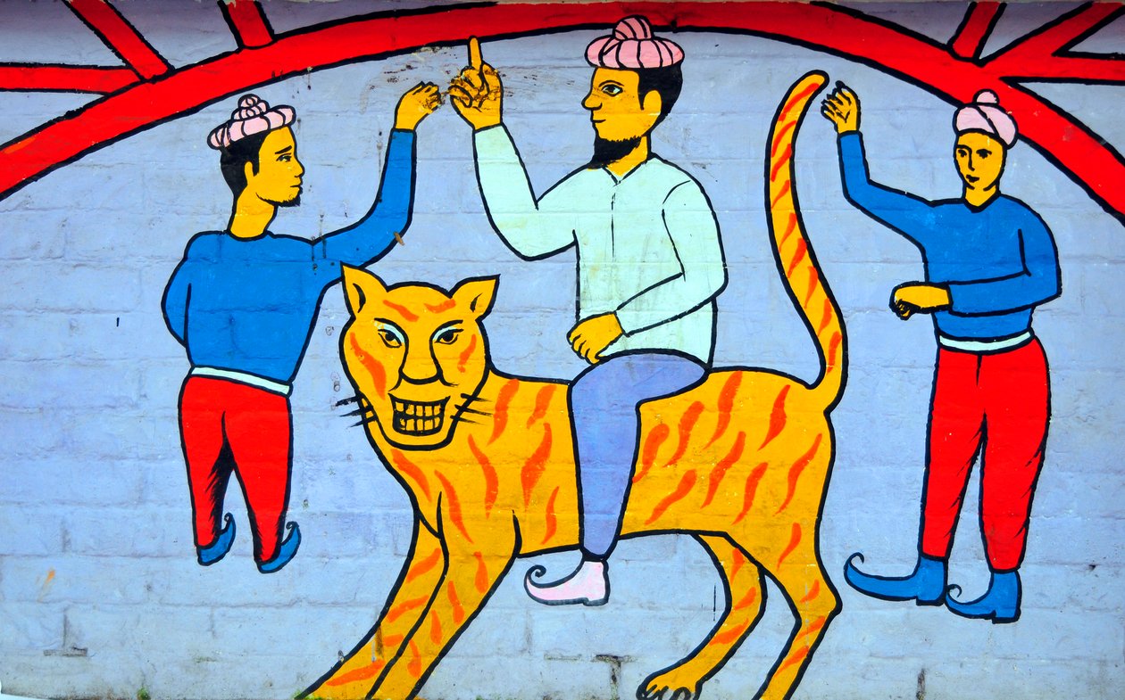 Mural przedstawiający postacie z ludowych opowieści Bangladeszu autorstwa Unknown