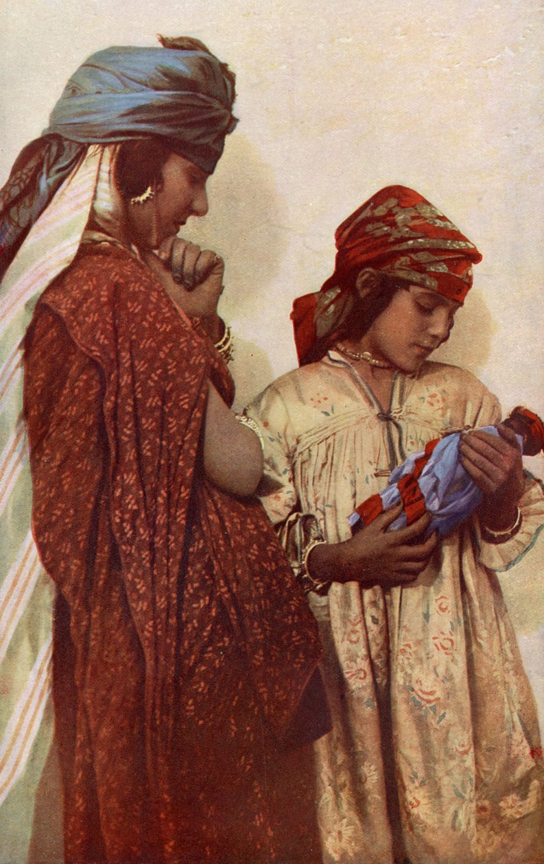 Afryka. Para młodych Beduinów w typowych strojach. 1920 autorstwa Unknown