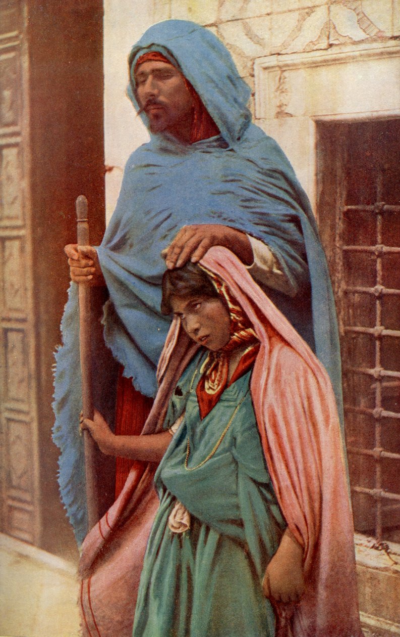 Afryka. Niewidomy żebrak i przewodnik jego dziecka. 1920 autorstwa Unknown