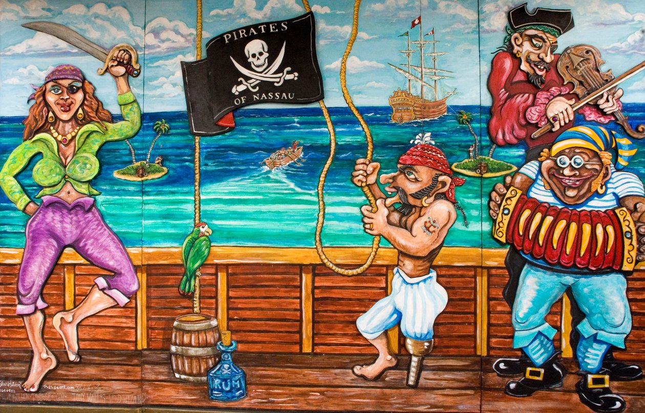 Zdobione malowane na zewnątrz Muzeum Piratów, Bahamy autorstwa Unknown