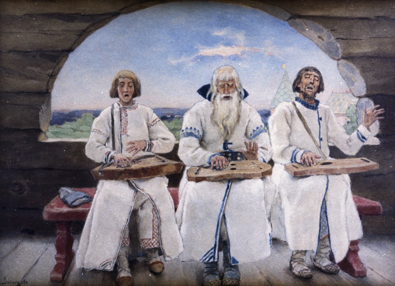 Gracze cymbały, 1899, olej na panelu, obraz Victor Vasnetsov. autorstwa Unknown