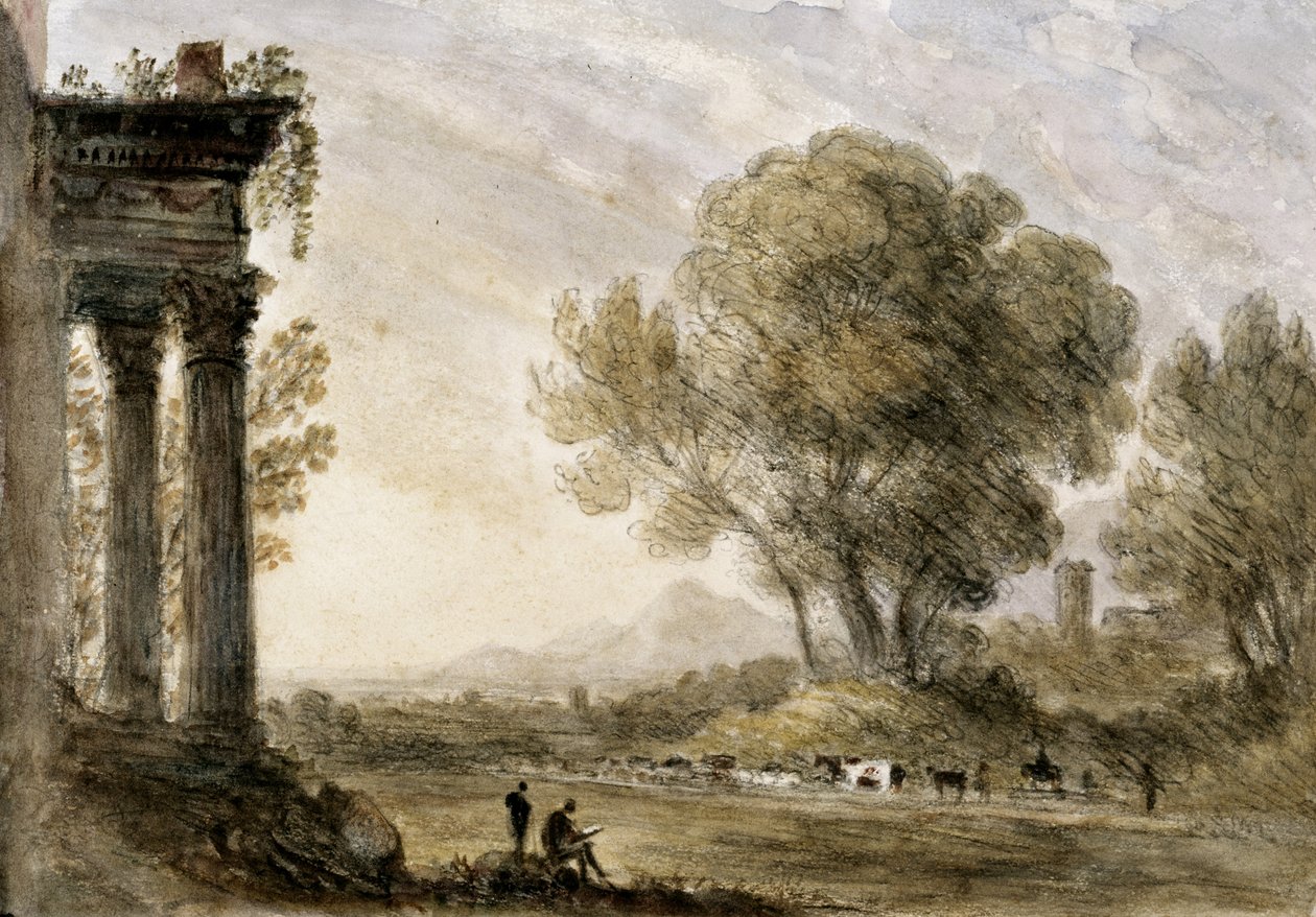 Pejzaż w stylu Claude’a autorstwa Williama Crotcha, 1838. autorstwa Unknown