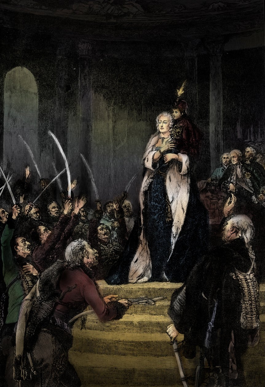 Maria Teresa i węgierski parlament autorstwa Unknown