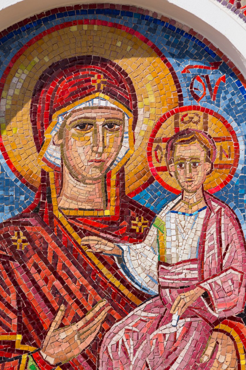 Mozaika Matki Boskiej z Dzieciątkiem w Manastir Ostrog, Czarnogóra autorstwa Unknown