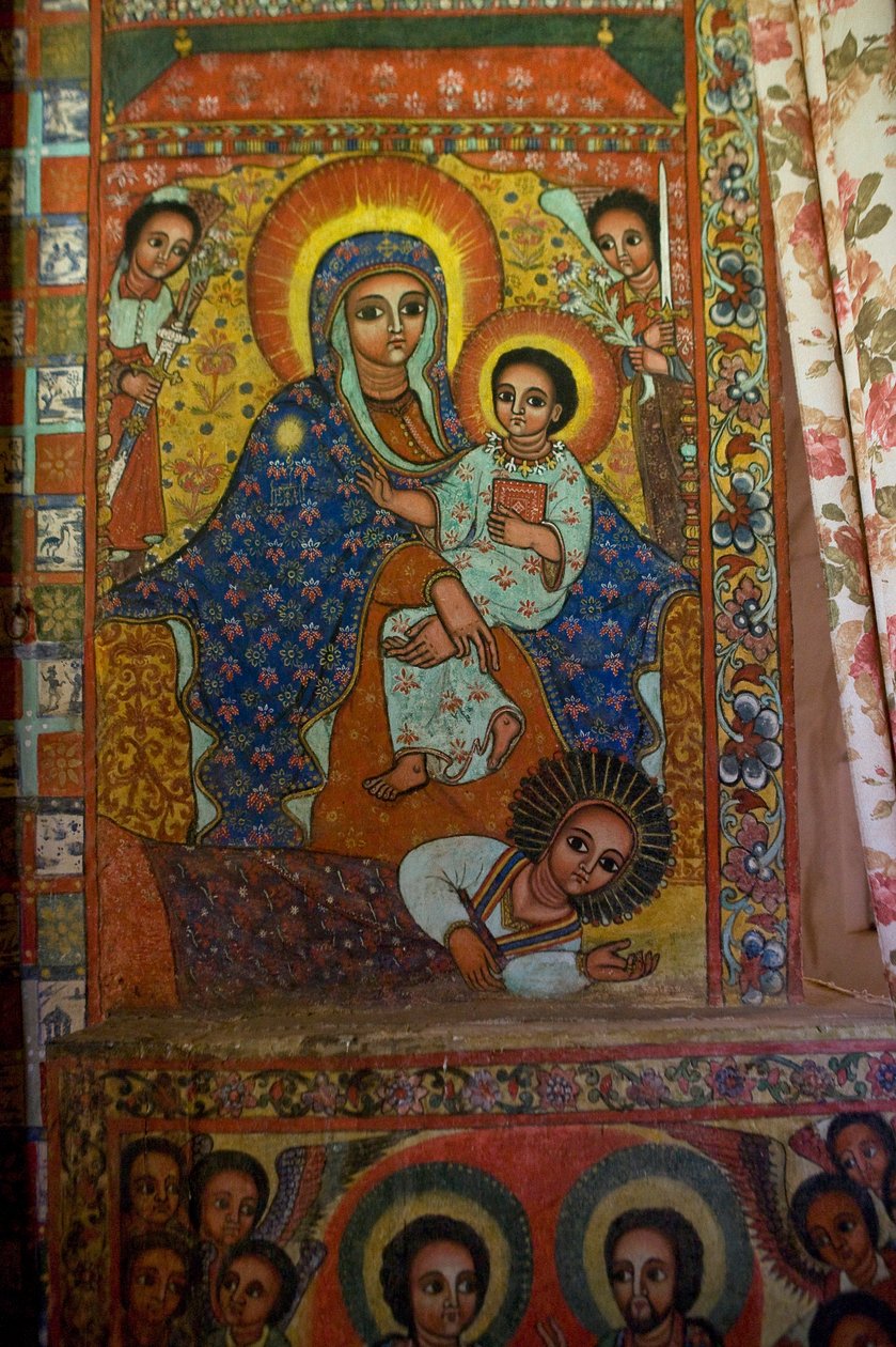Kościół Chrześcijański Narga Selassie, Wyspa Dek, Jezioro Tana, Region Gondar, Etiopia, Afryka autorstwa Unknown