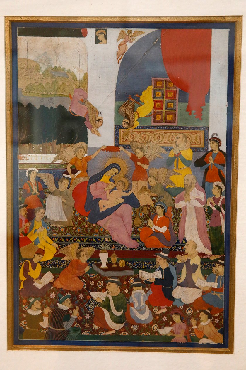 Muzeum Narodowe Indii, Delhi, Miniatura przedstawiająca Matkę Boską karmiącą Jezusa piersią, Indie autorstwa Unknown