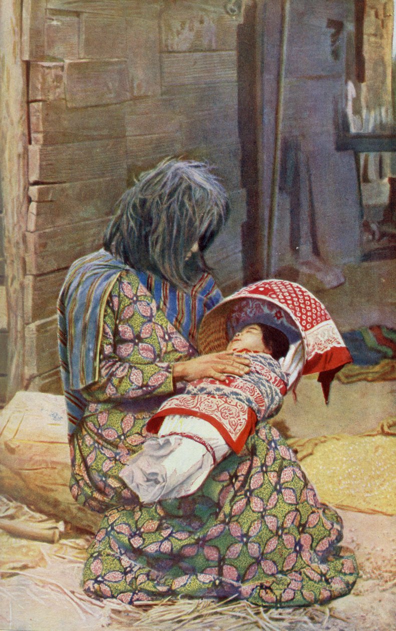 Ameryka północna. Przenośne łóżko plemienia Yuma. 1920 autorstwa Unknown