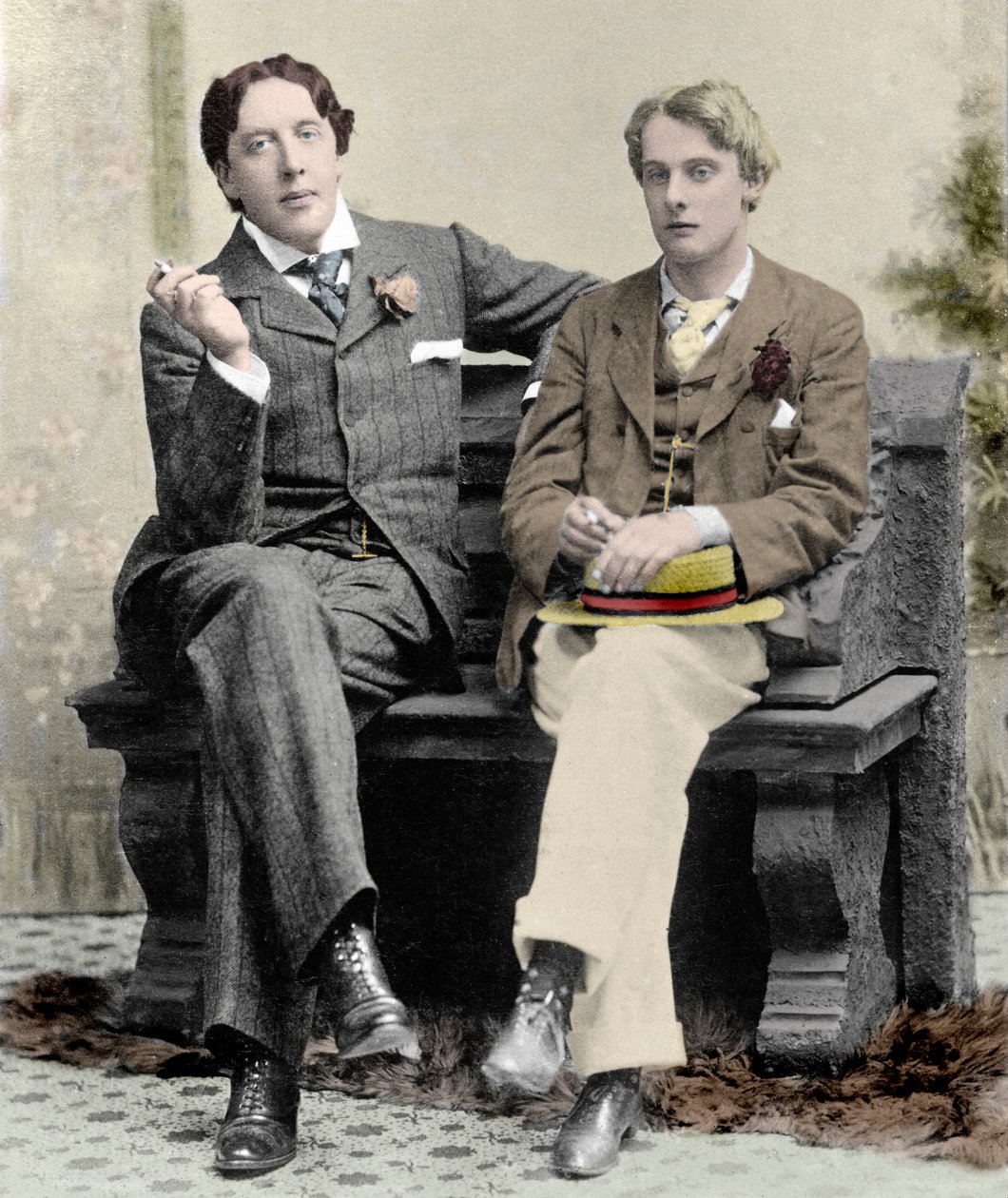 Oscar Wilde i Lord Alfred Douglas, 1894 (kolorowe zdjęcie) autorstwa Unknown