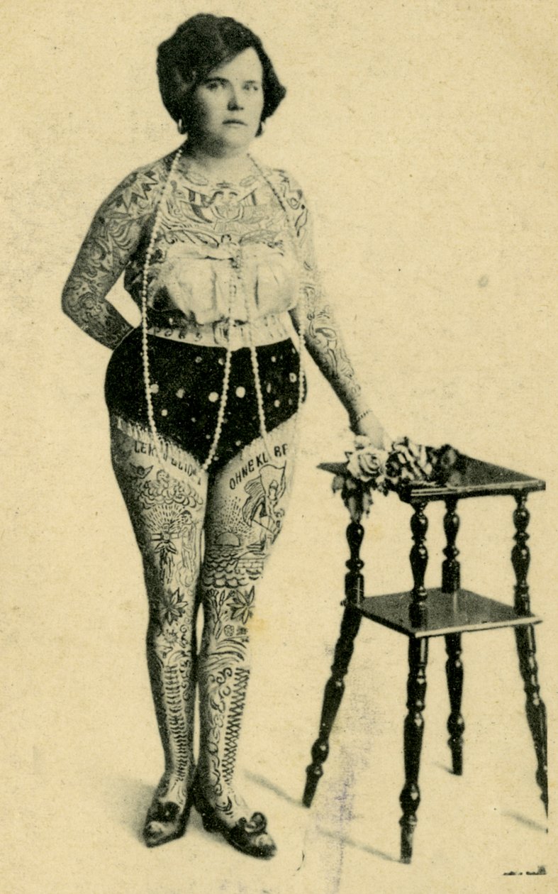 Portret Anny Frank, Wytatuowana Dama, ok. 1910 r. autorstwa Unknown