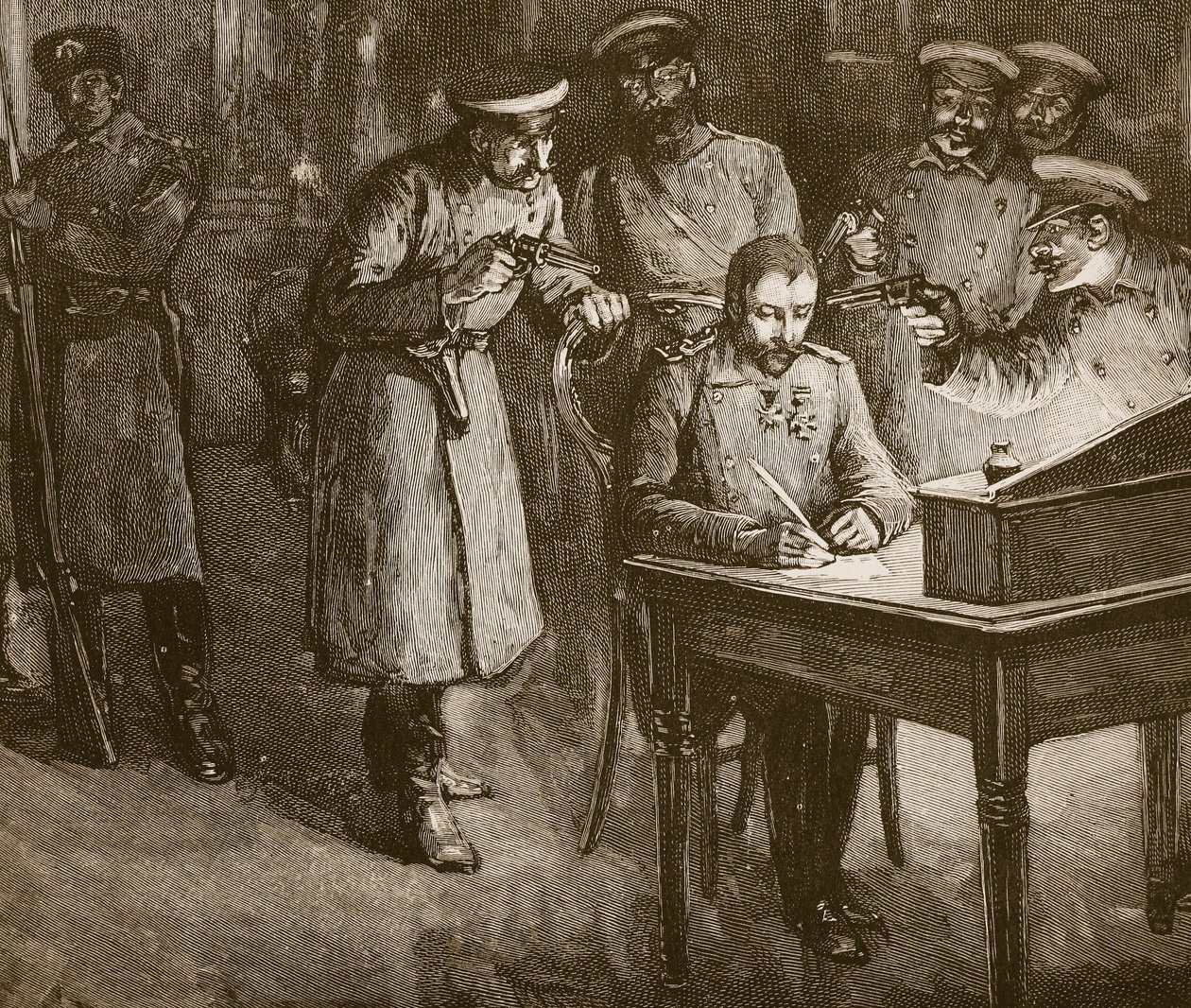 Książę Aleksander podpisujący swoją abdykację, 1886 autorstwa Unknown