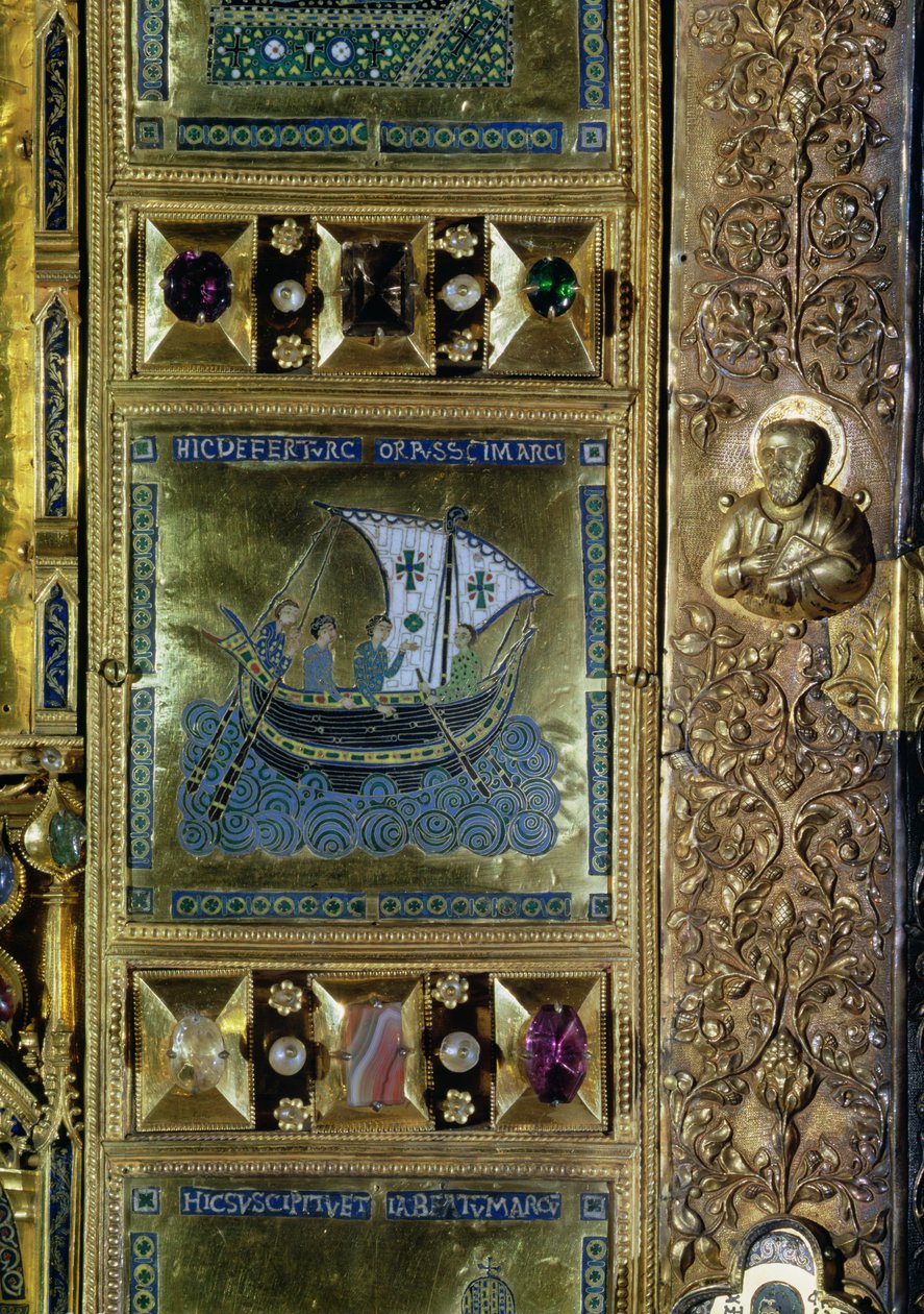 Osada ciała św. Marka, panel emaliowany z Pala dOro, bazylika San Marco, X-XII w. autorstwa Unknown