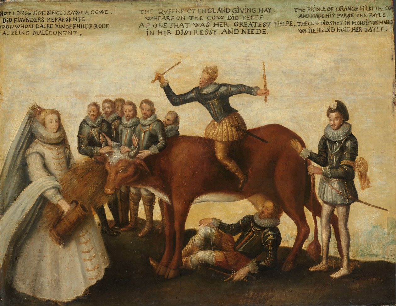 Krowa mleczna: Prowincje holenderskie, bunt przeciwko hiszpańskiemu królowi Filipowi II, prowadzone przez księcia Wilhelma Orańskiego 1633-39 autorstwa Unknown