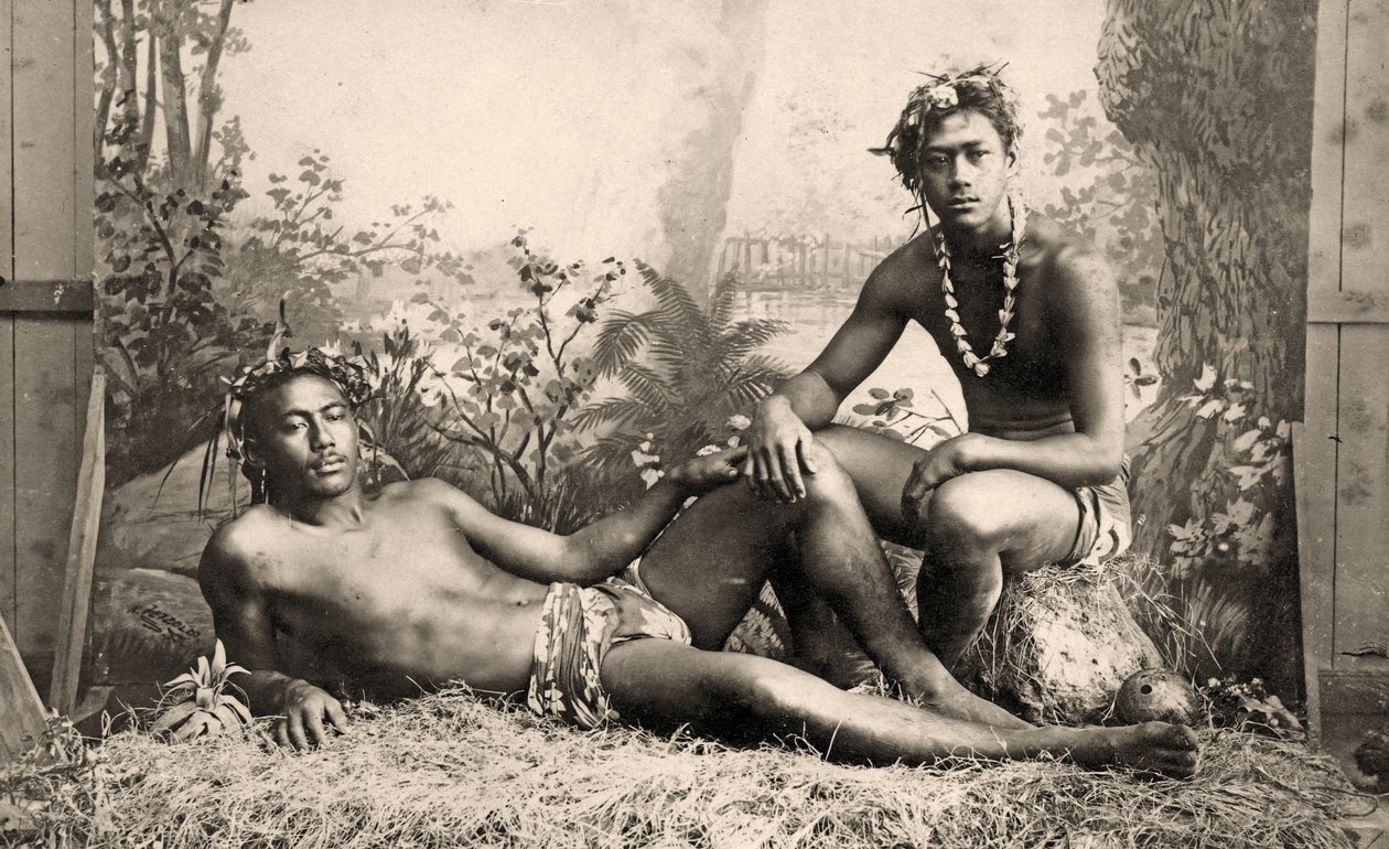 Dwóch tancerzy, Tahiti, 1887 autorstwa Unknown