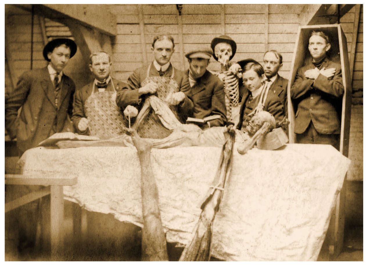 Wiktoriańscy studenci medycyny ze zwłokami, ok. 1890 r. autorstwa Unknown