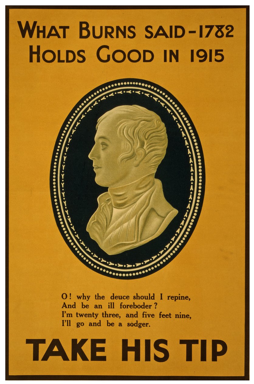 To, co powiedział Burns w 1782 r., jest aktualne w 1915 r. Weź jego wskazówkę, ok. 1915 r. autorstwa Unknown