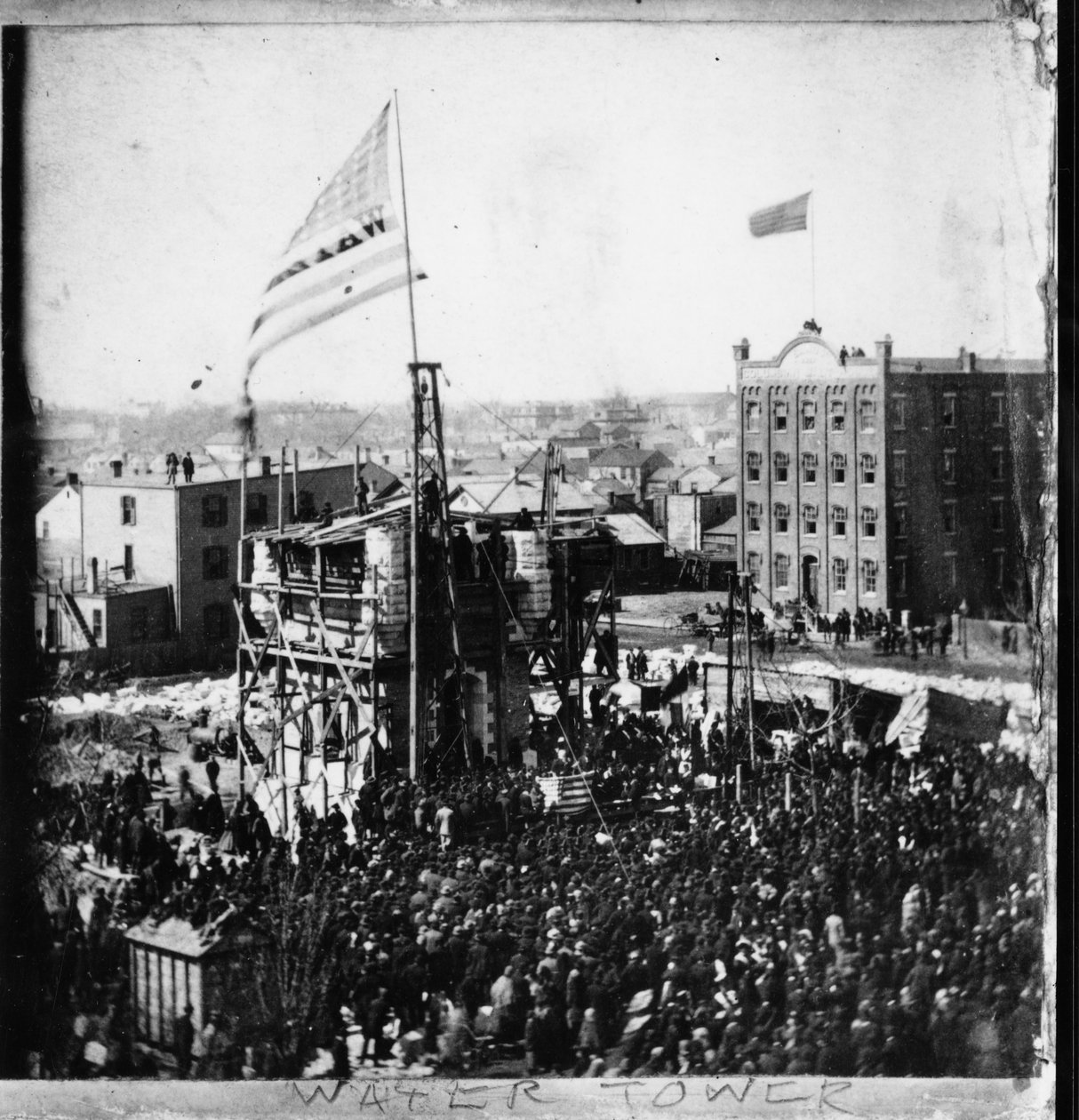 Wmurowanie kamienia węgielnego pod Chicago Water Tower, 25 marca 1867 r. autorstwa American Photographer