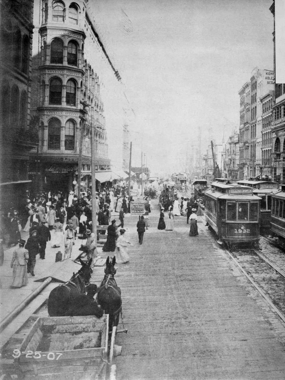 Market Street patrząc na wschód od 7th Street, Filadelfia, 1907 autorstwa American Photographer