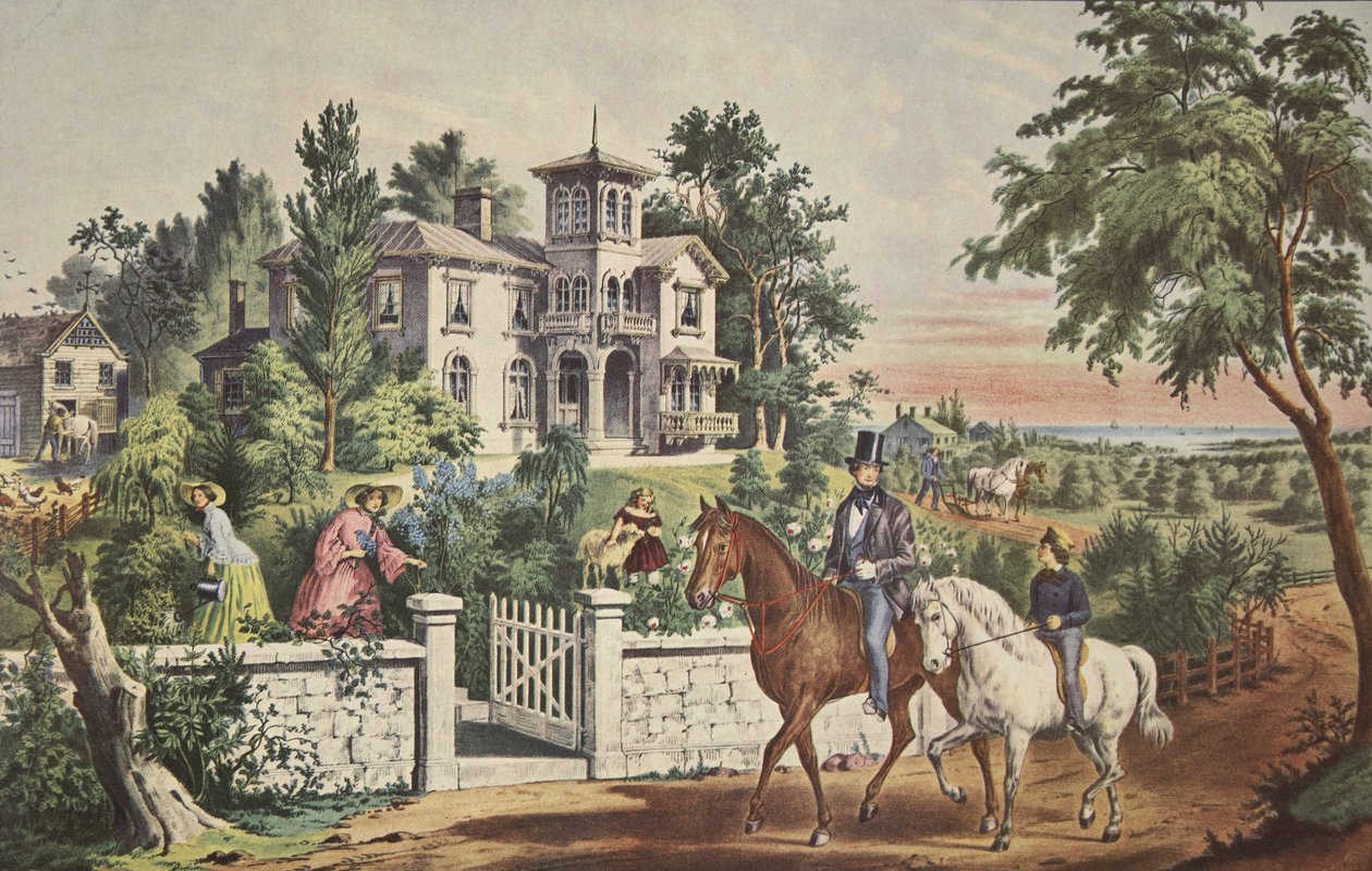 American Country Life - majowy poranek, wyd. 1855, Kurier i Ives autorstwa American School