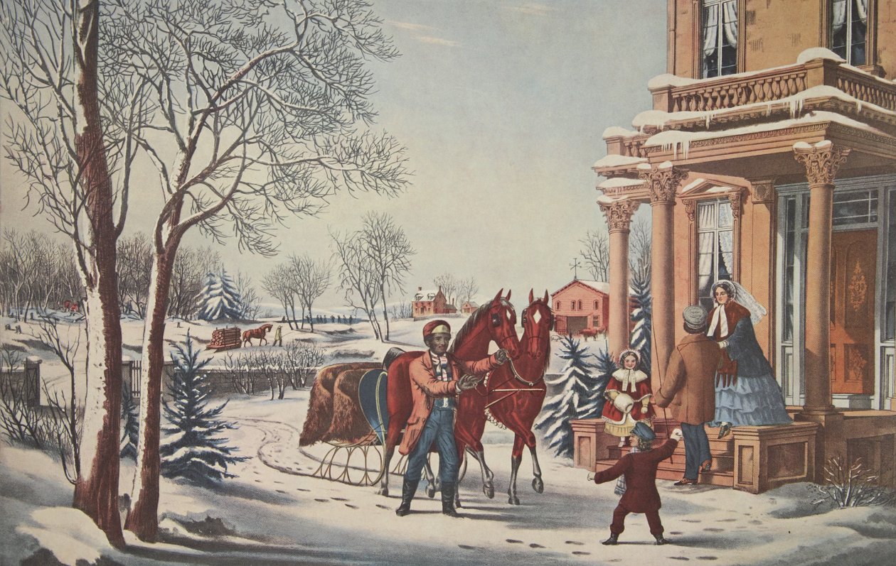 American Country Life, Pleasures of Winter, wyd. 1855, Kurier i Ives autorstwa American School