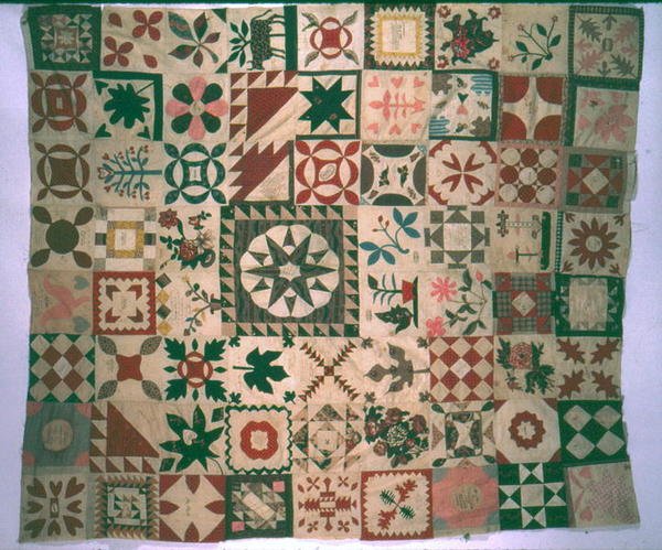Autograf album quilt kawałek pracy, New Jersey, 1844 (bawełna) autorstwa American School