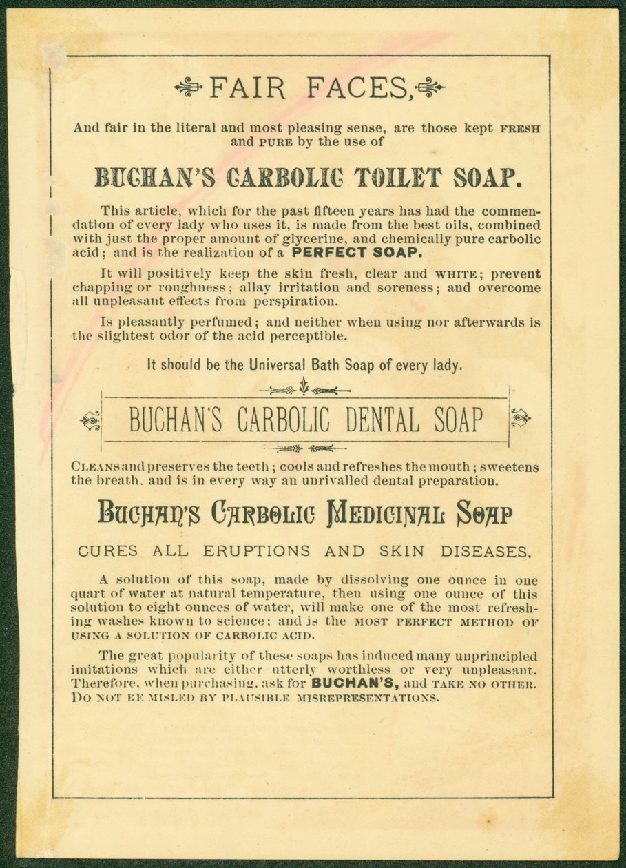 Buchans Carbolic Toilet Soap [karta handlowa verso] autorstwa American School