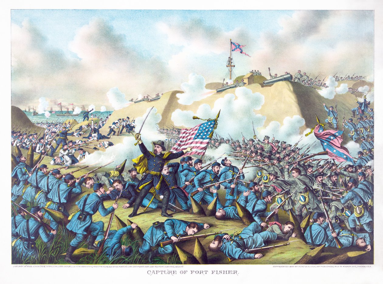 Zdobycie Fort Fisher, wyd. Kurz i Allison, 1890 autorstwa American School