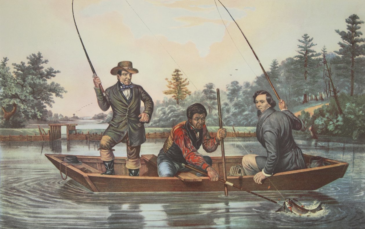 Łowienie pstrąga, wyd. 1854, Kurier i Ives autorstwa American School
