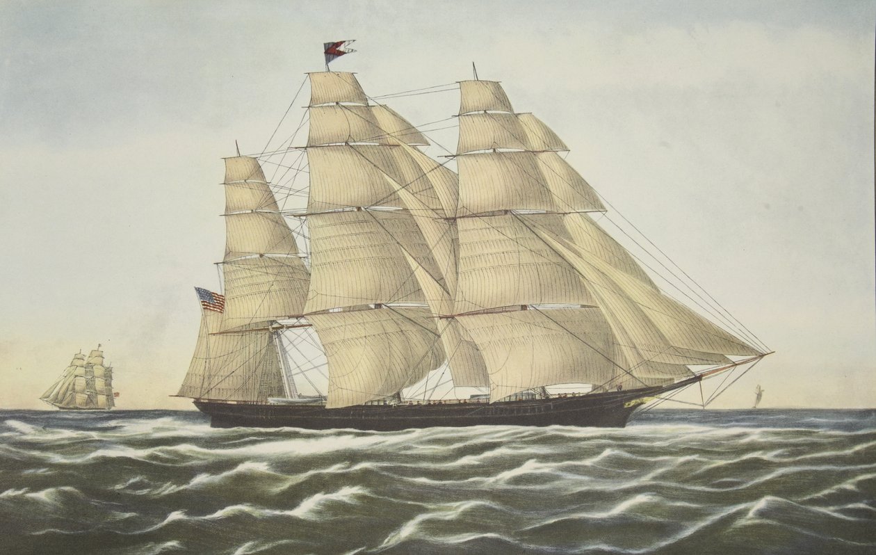Clipper Ship, Flying Cloud, pub. 1852, Currier i Ives autorstwa American School