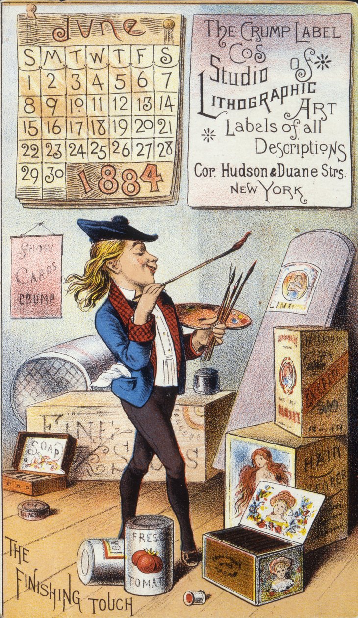 Crump Label Co.s Studio Lithographic Art, 1884 (litografia kolorowa [karta handlowa]) autorstwa American School
