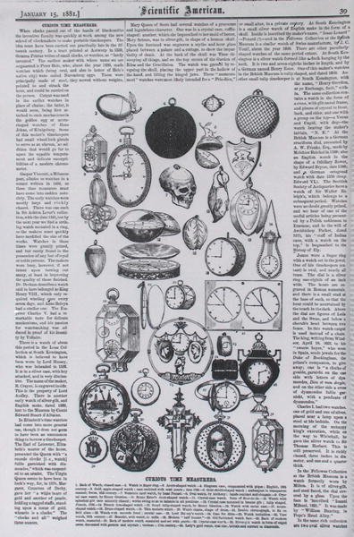 Curious Time Meters, z Scientific American, 15 stycznia 1881 r autorstwa American School