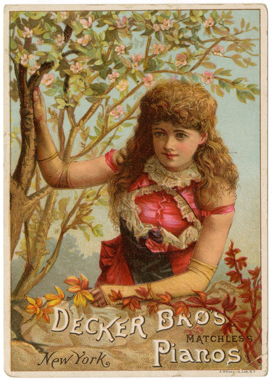 Decker Bros. Matchless Pianos, Niujorkas [prekybos kortelė recto] (spalvos lito [prekybos kortelė])polis autorstwa American School