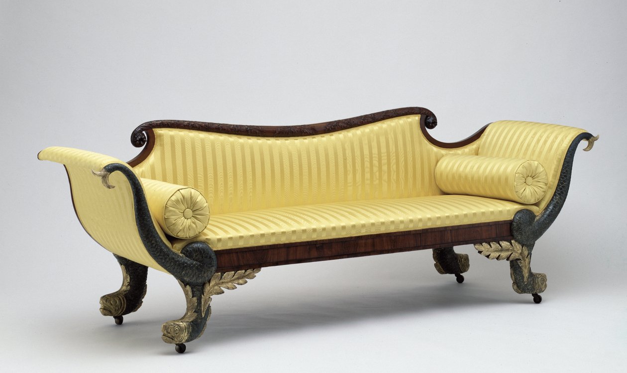 Sofa Delfin, ok.1820 (mahoń, palisander i jesion) autorstwa American School