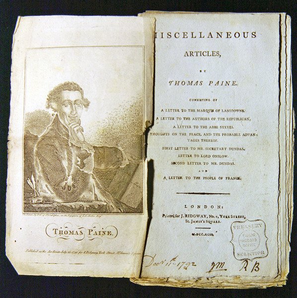 Frontispis do różnych artykułów Thomasa Paine