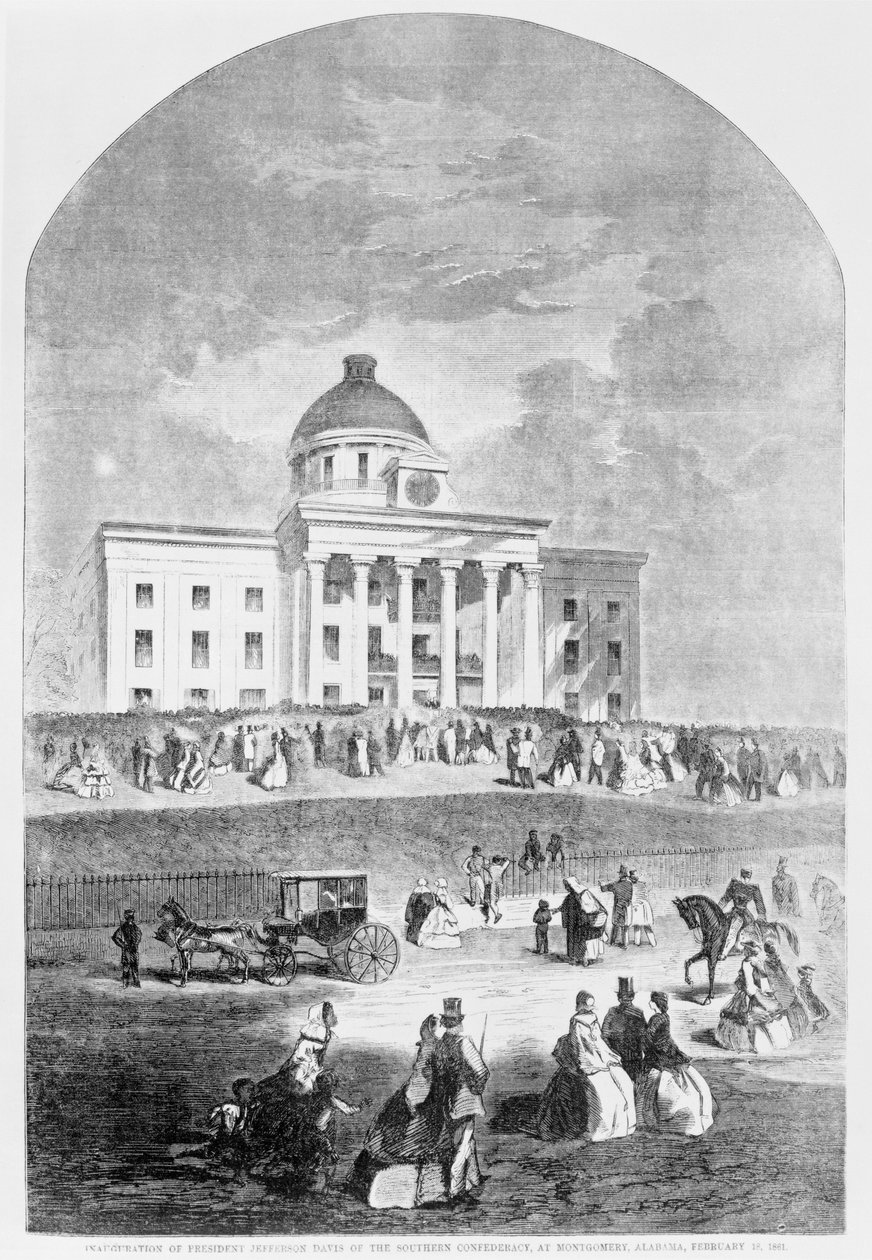 Inauguracja prezydenta Jeffersona Davisa z Konfederacji Południowej, w Montgomery, Alabama, wyd. przez Harpers Weekly, 18 lutego 1861 autorstwa American School
